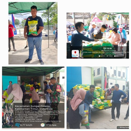 Pendistribusian Beras SPHP kembali di gelar di Halaman Kantor Kecamatan Sungai Pinang